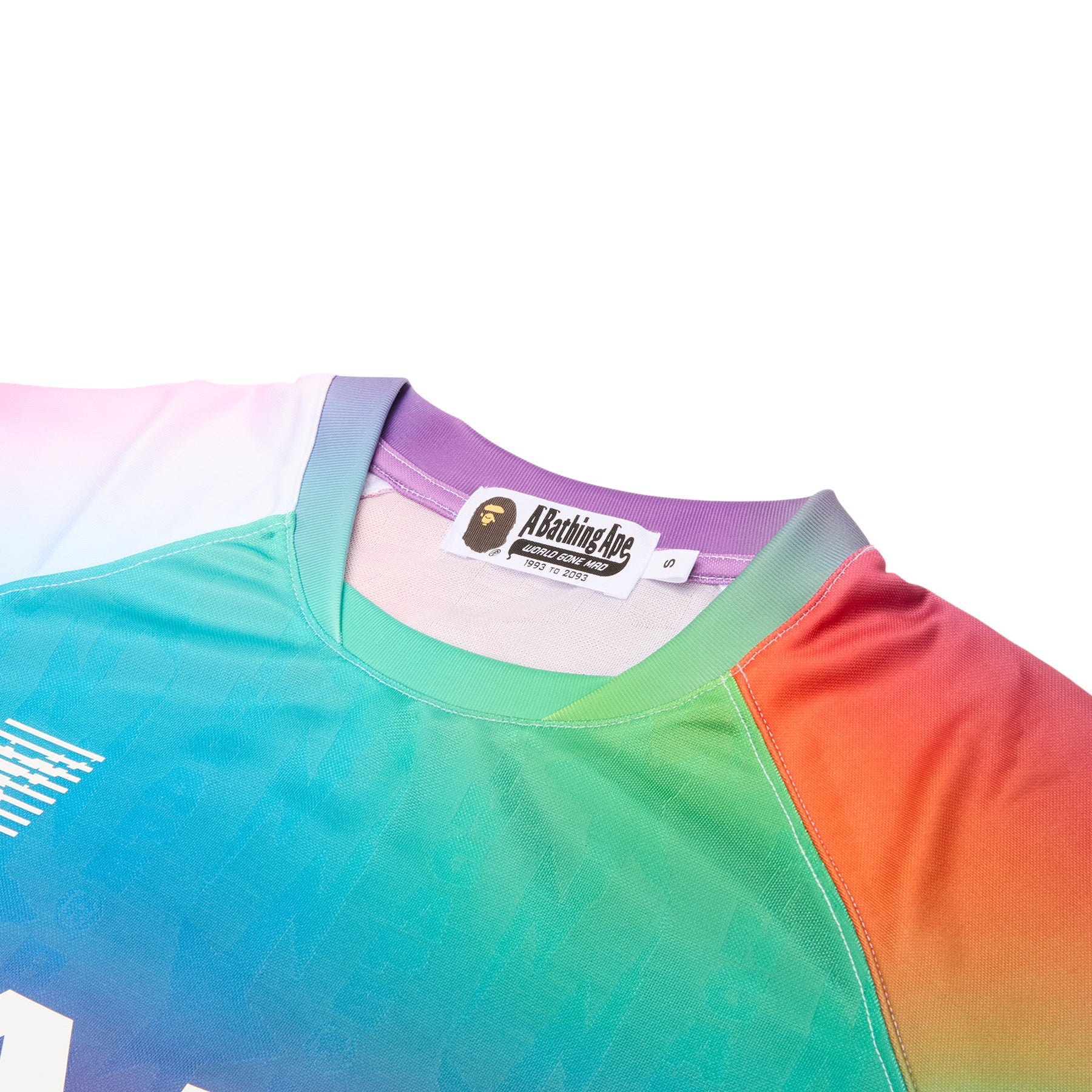 A Bathing Ape Tie Dye Sta Stripe Pattern Relaxed Fit Football Jersey Tee M (Multi)