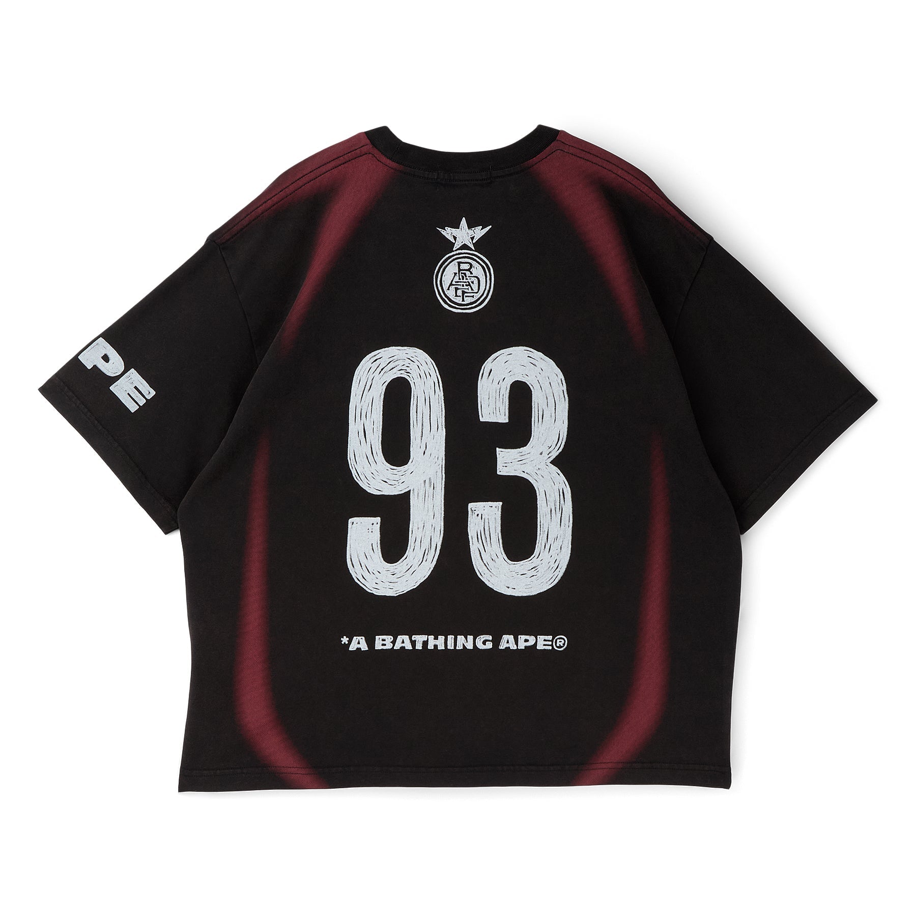 A Bathing Ape Heavy Wash Hand Draw Football Multi Logo Relaxed Fit Tee M (Black)