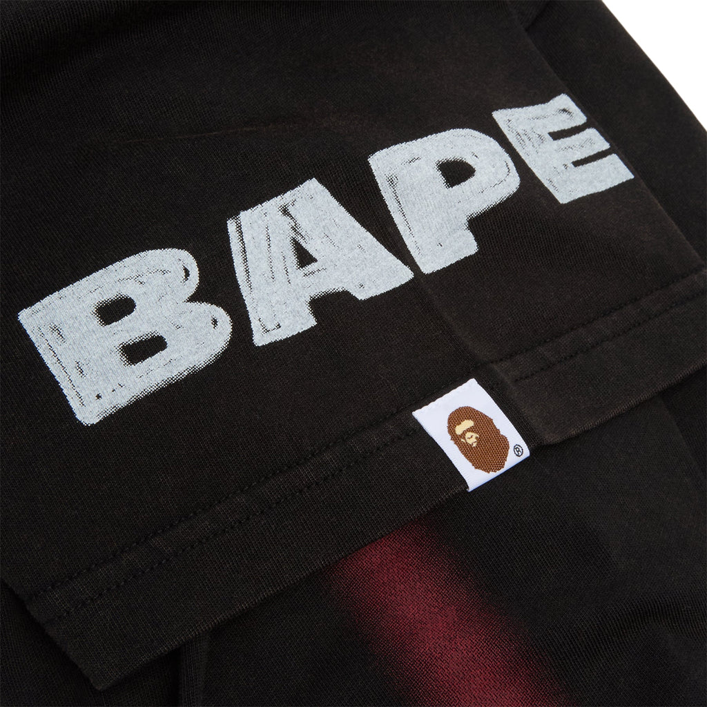 A Bathing Ape Heavy Wash Hand Draw Football Multi Logo Relaxed Fit Tee M (Black)