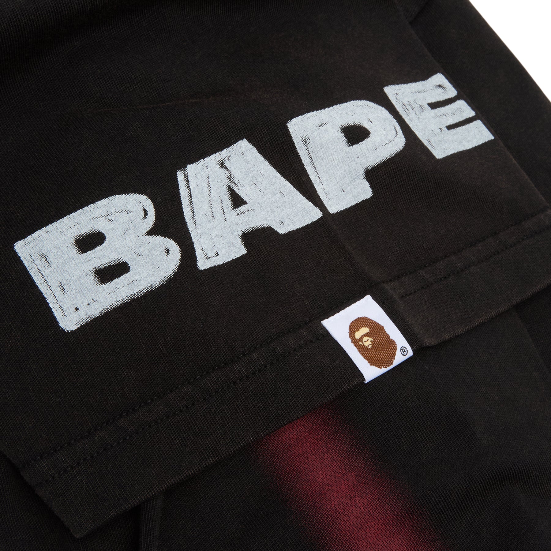 A Bathing Ape Heavy Wash Hand Draw Football Multi Logo Relaxed Fit Tee M (Black)