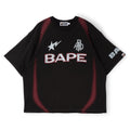 A Bathing Ape Heavy Wash Hand Draw Football Multi Logo Relaxed Fit Tee M (Black)
