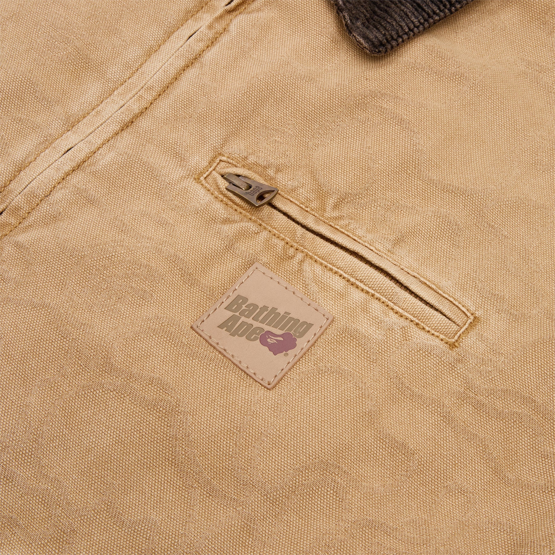A Bathing Ape Line Camo Jacquard Garment Dyed Padded Work Jacket (Beige)