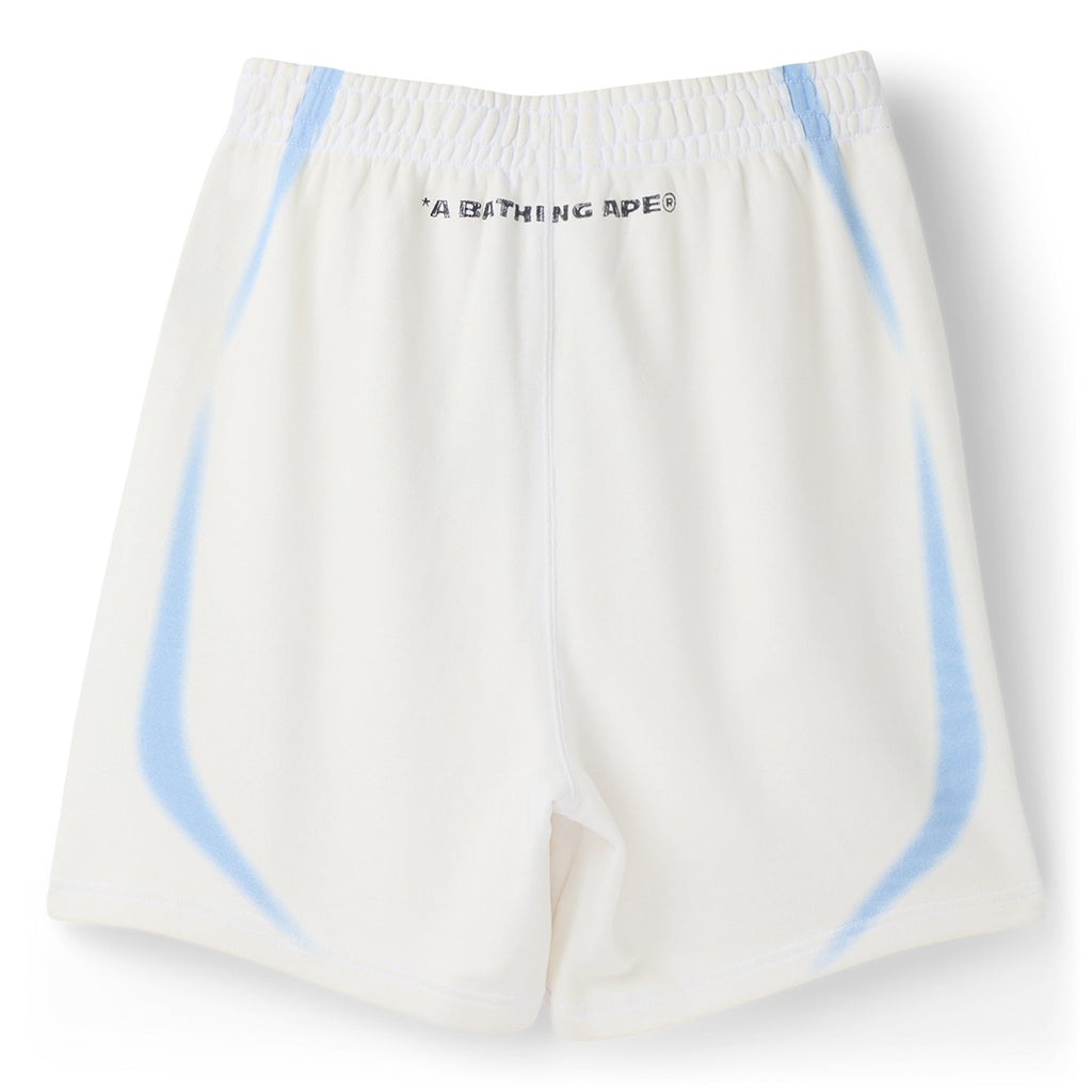 A Bathing Ape Heavy Wash Hand Draw Football Logo Relaxed Fit Sweat Shorts M (White)