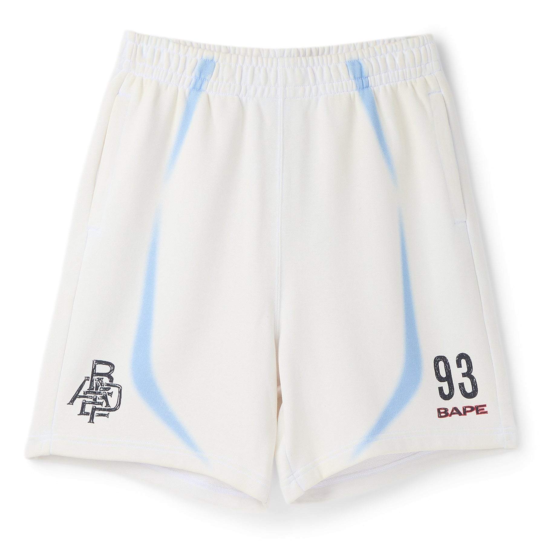 A Bathing Ape Heavy Wash Hand Draw Football Logo Relaxed Fit Sweat Shorts M (White)