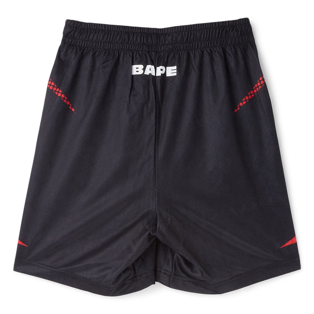 A Bathing Ape Ape Flame Monogram Jacquard Relaxed Fit Football Shorts M (Black)