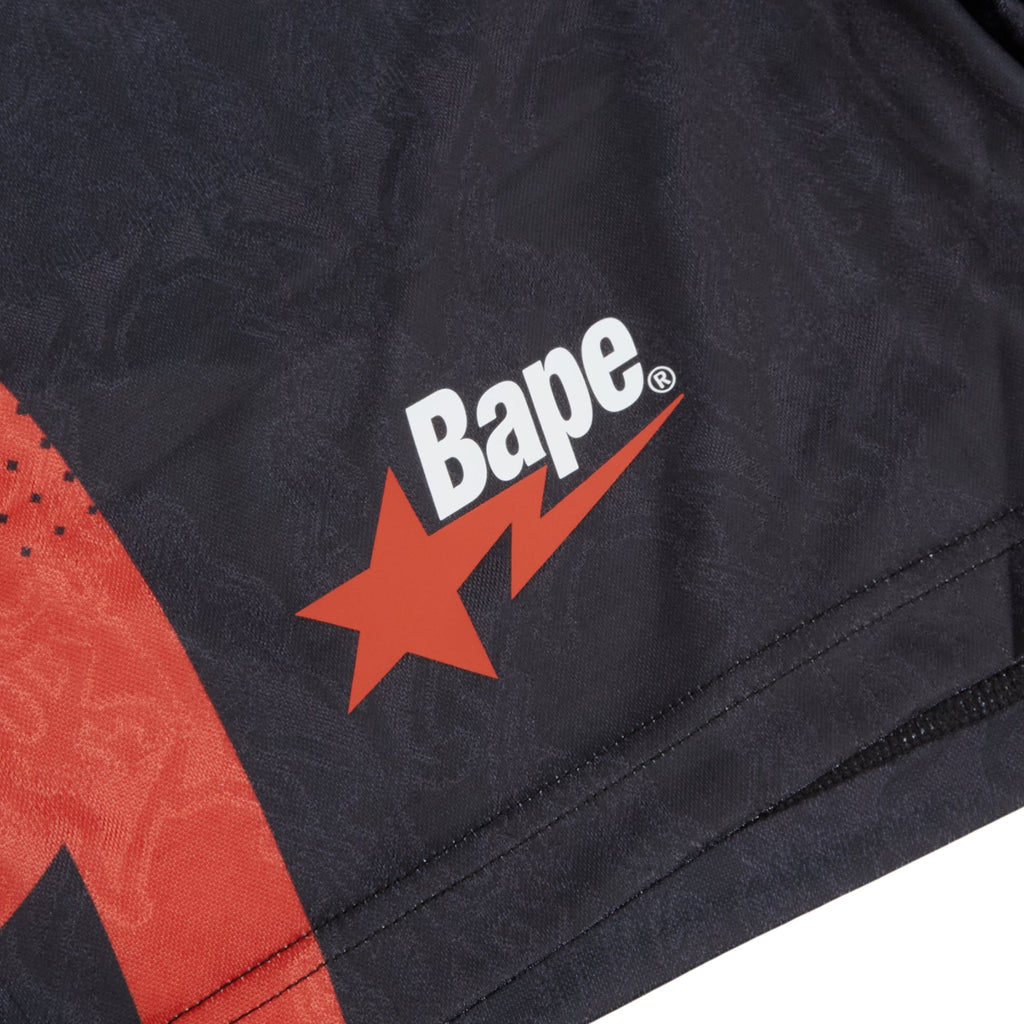 A Bathing Ape Ape Flame Monogram Jacquard Relaxed Fit Football Shorts M (Black)
