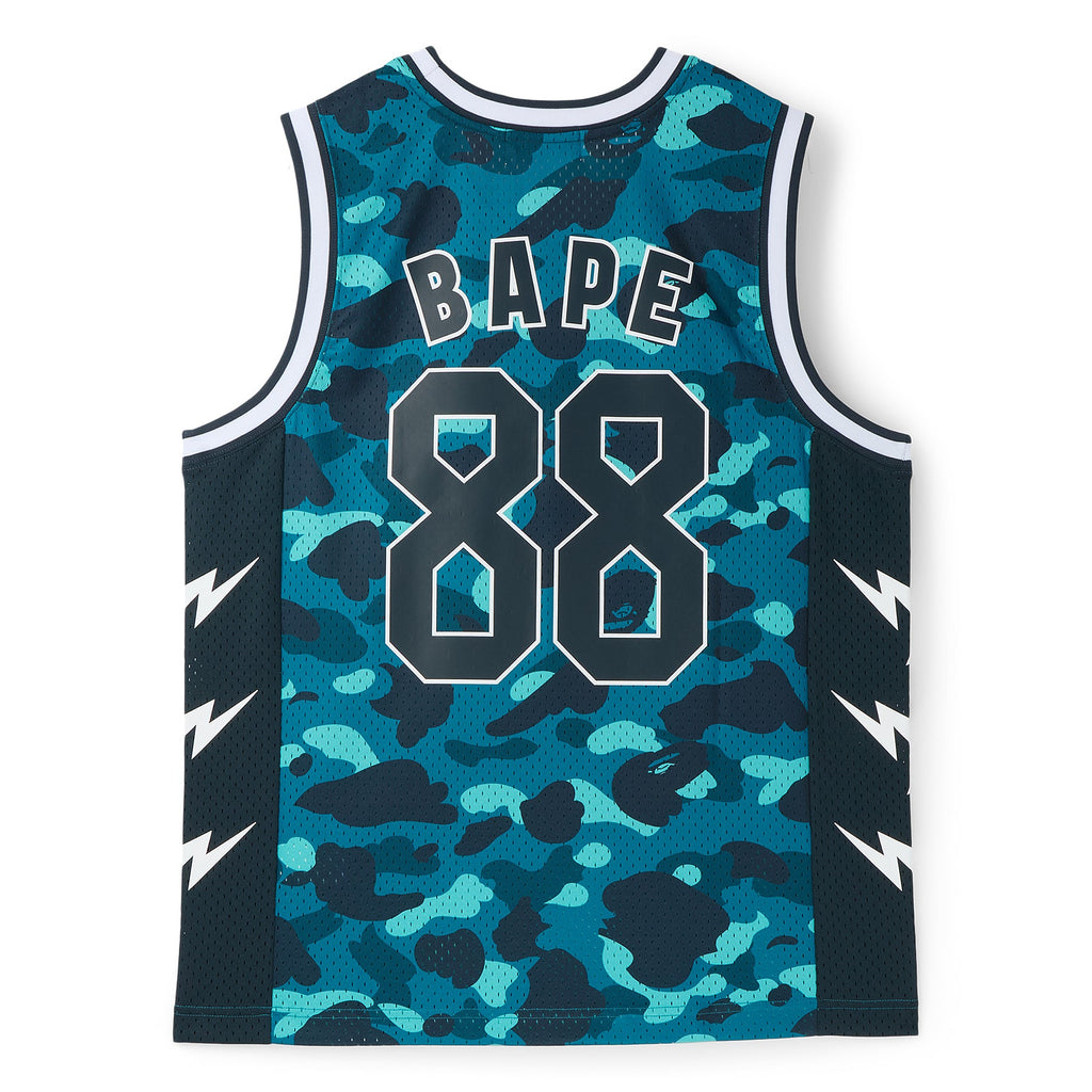 A Bathing Ape Color Camo Mesh Multi Logo Relaxed Fit Tank Top M (Green)