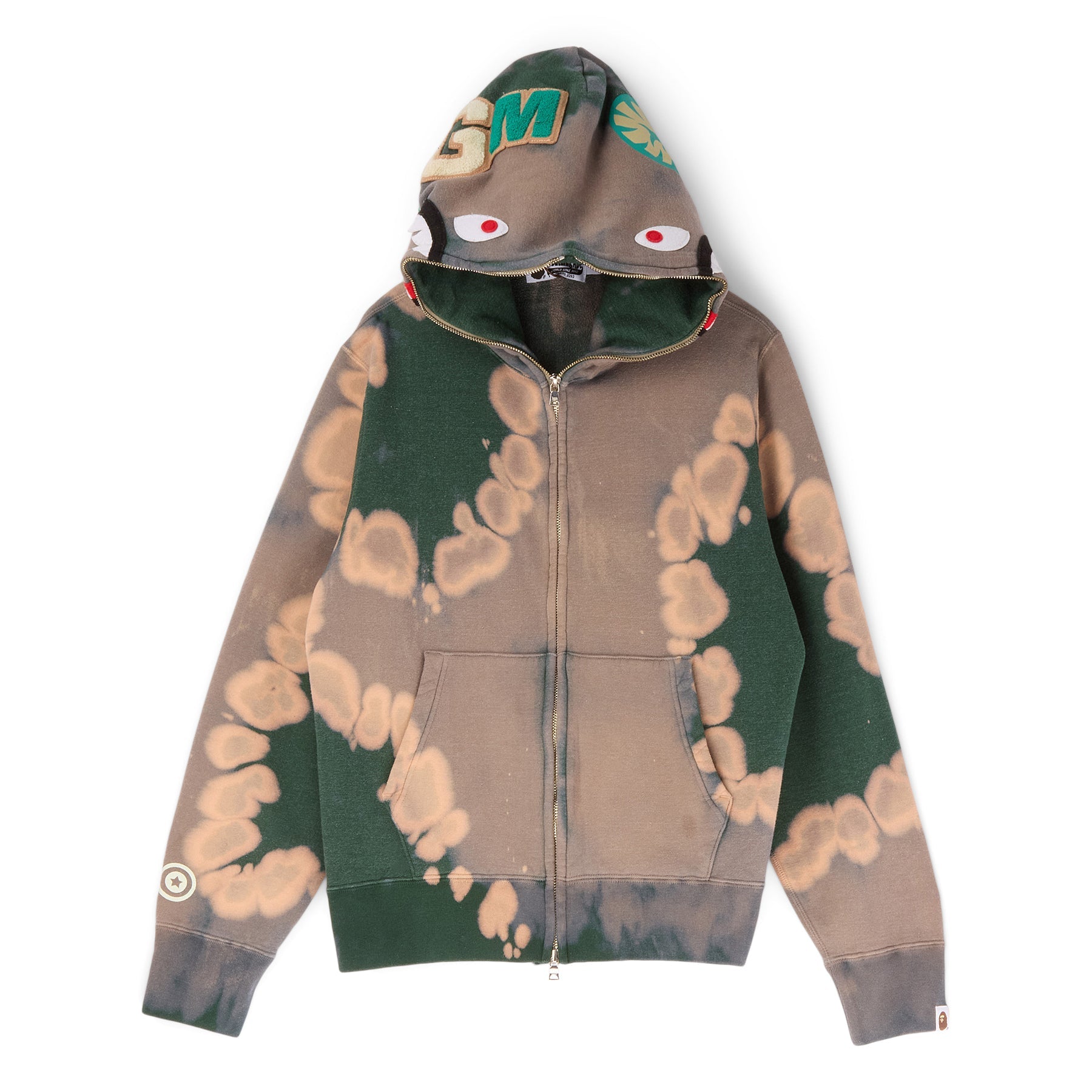 A Bathing Ape Hand Dye Shark Full Zip Hoodie (Green)