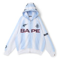 A Bathing Ape Hand Draw Football Shark Relaxed Fit Full Zip Hoodie M (White)