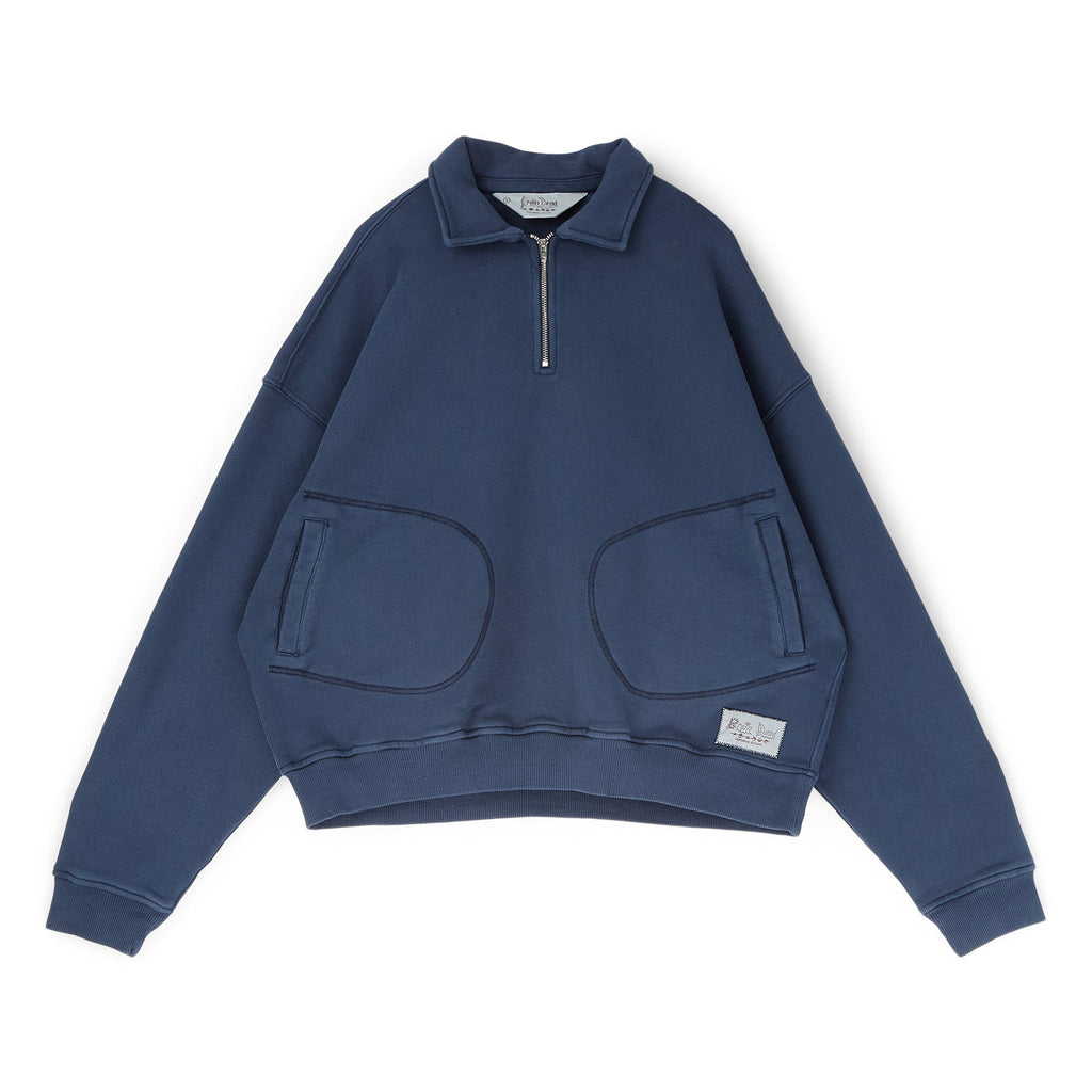 Brain Dead Half Zip Collared Sweatshirt (Midnight)