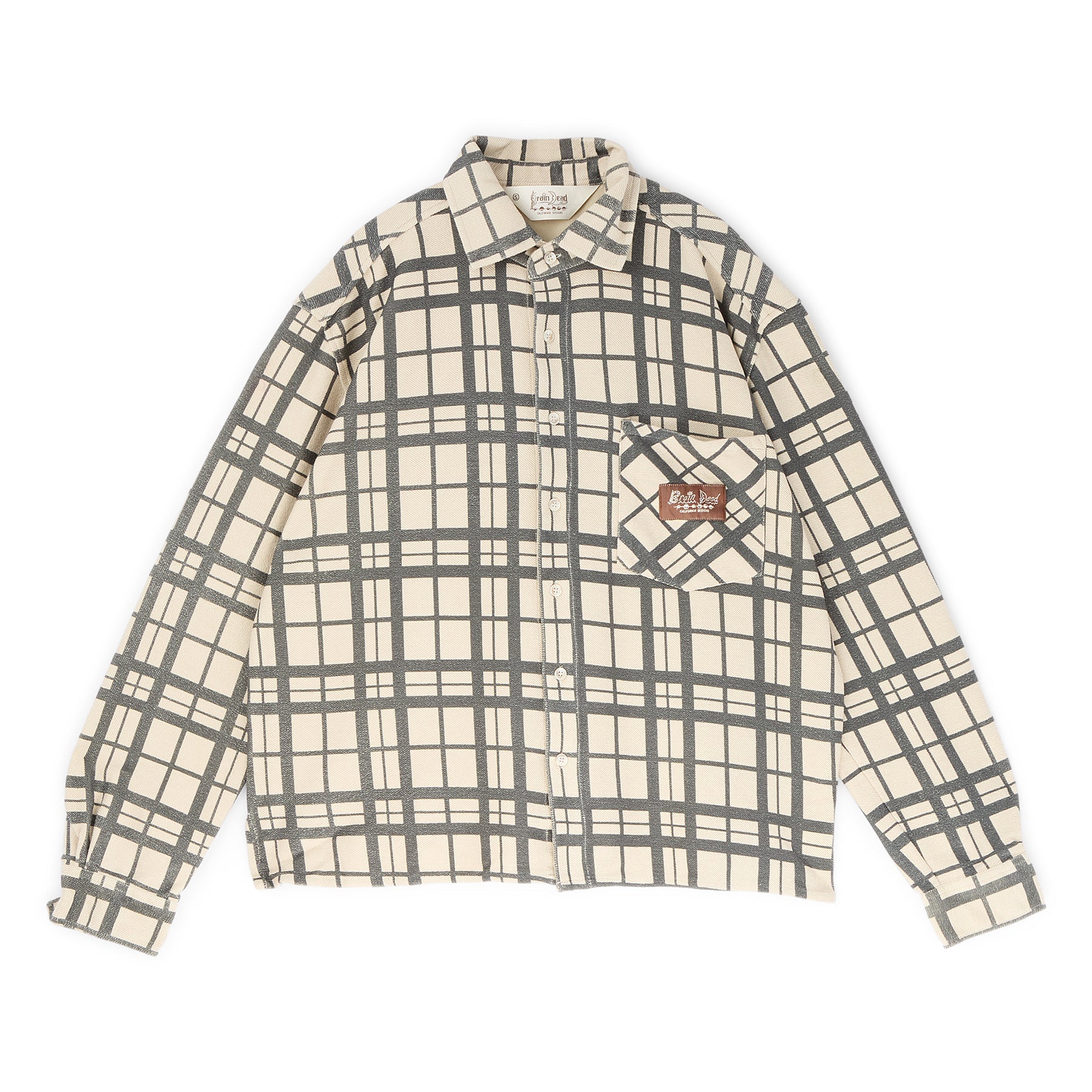Brain Dead Plaid French Terry Button Up (Sand)