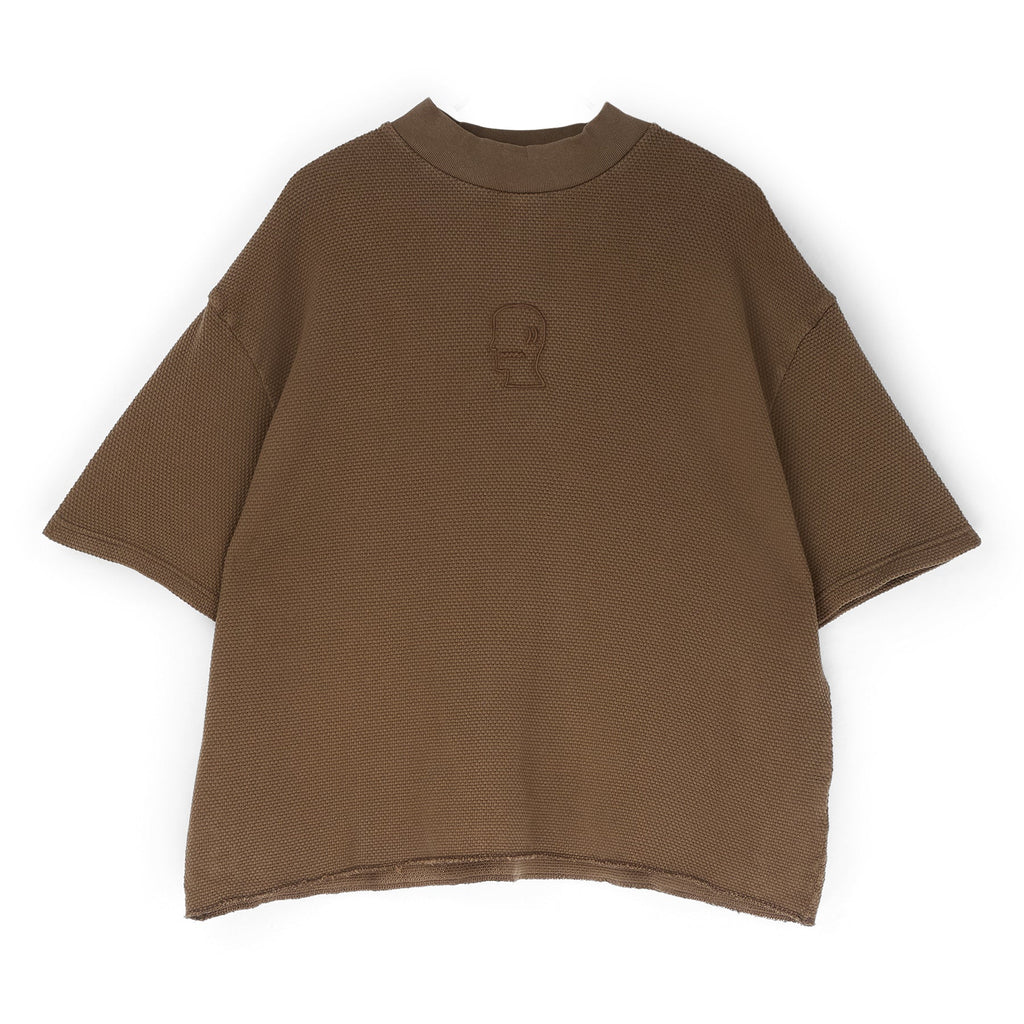 Brain Dead Boxy Thermal Mock Neck T-Shirt (Brown)