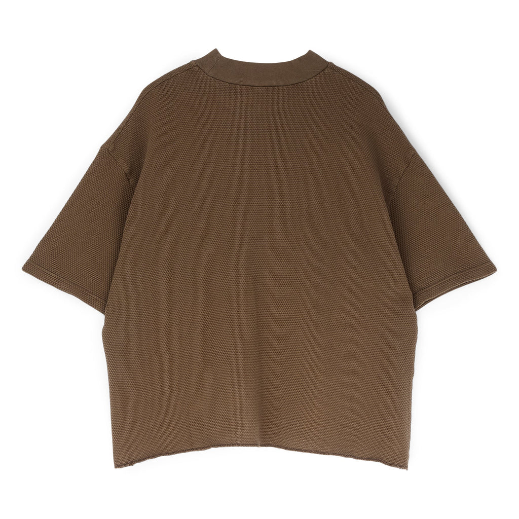 Brain Dead Boxy Thermal Mock Neck T-Shirt (Brown)