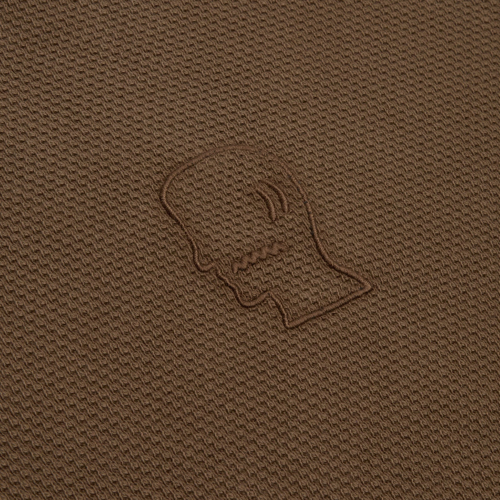 Brain Dead Boxy Thermal Mock Neck T-Shirt (Brown)