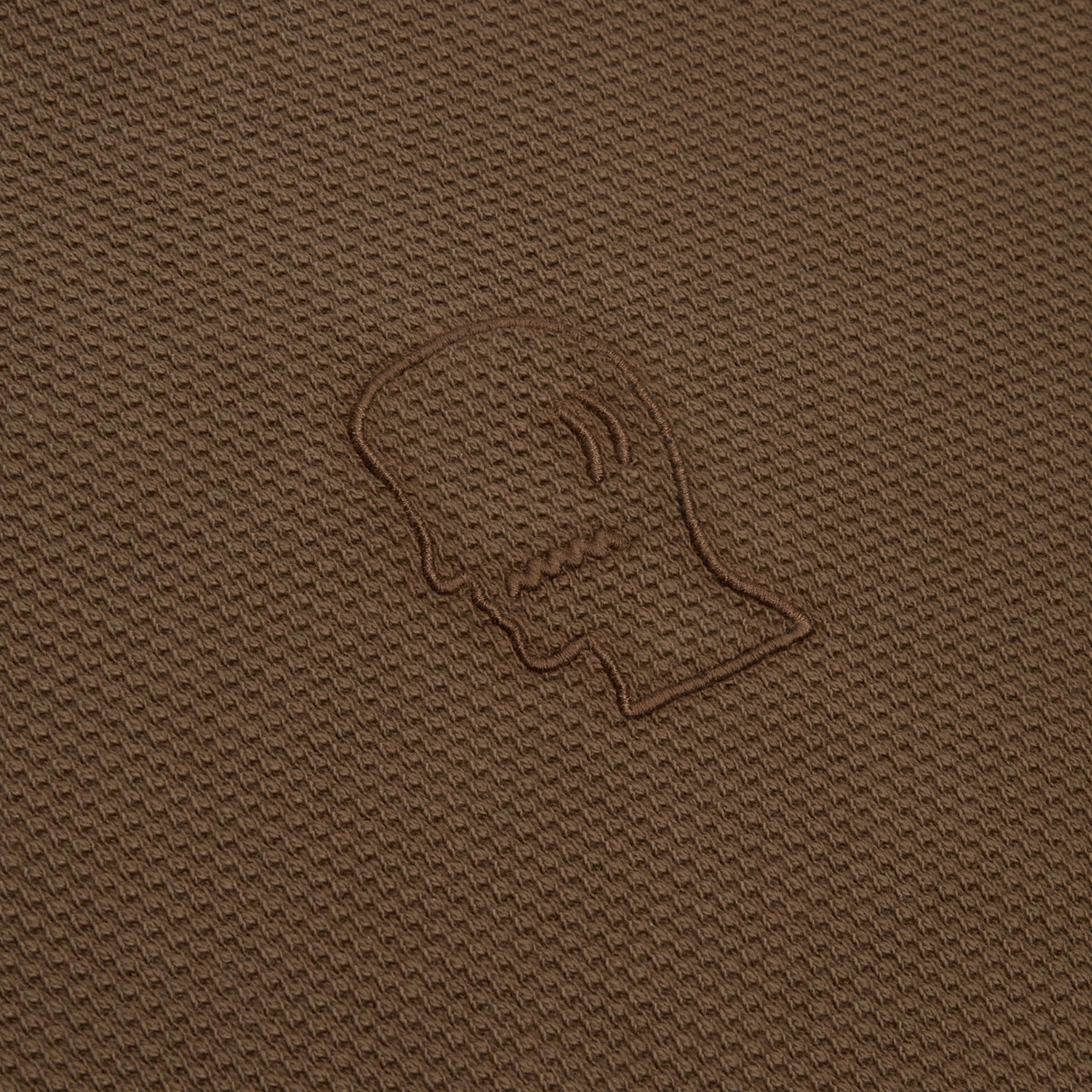 Brain Dead Boxy Thermal Mock Neck T-Shirt (Brown)