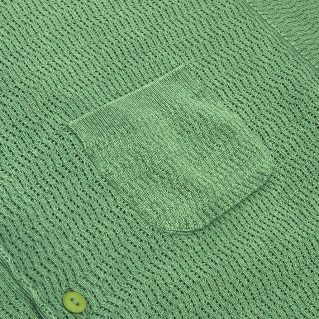 Brain Dead Pigment Dye Long Sleeve Polo Sweater (Green)