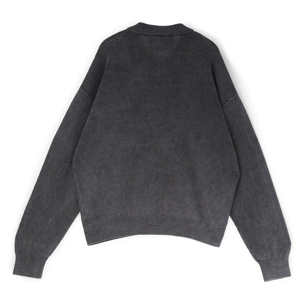 Brain Dead Pigment Dye Long Sleeve Polo Sweater (Ink)
