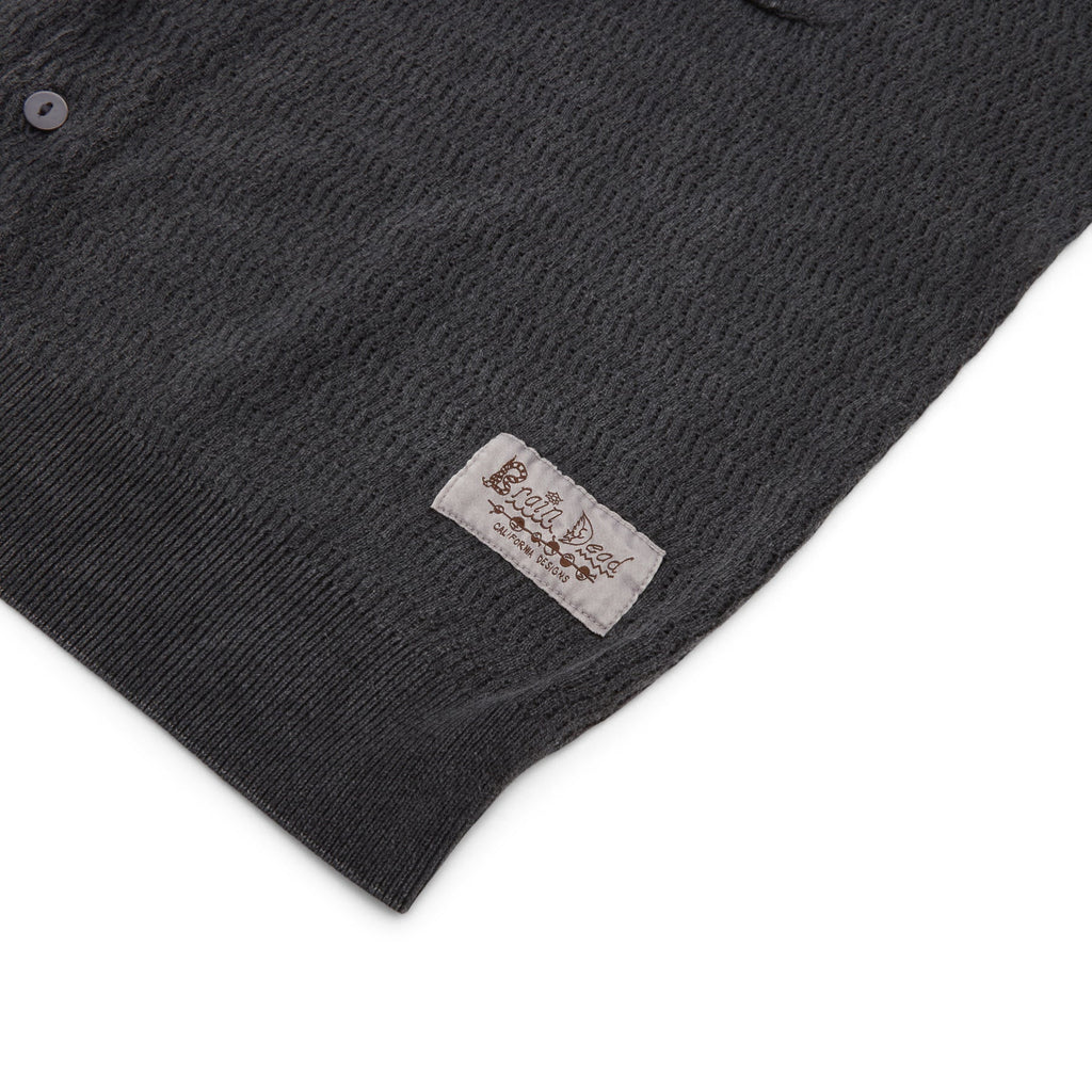 Brain Dead Pigment Dye Long Sleeve Polo Sweater (Ink)