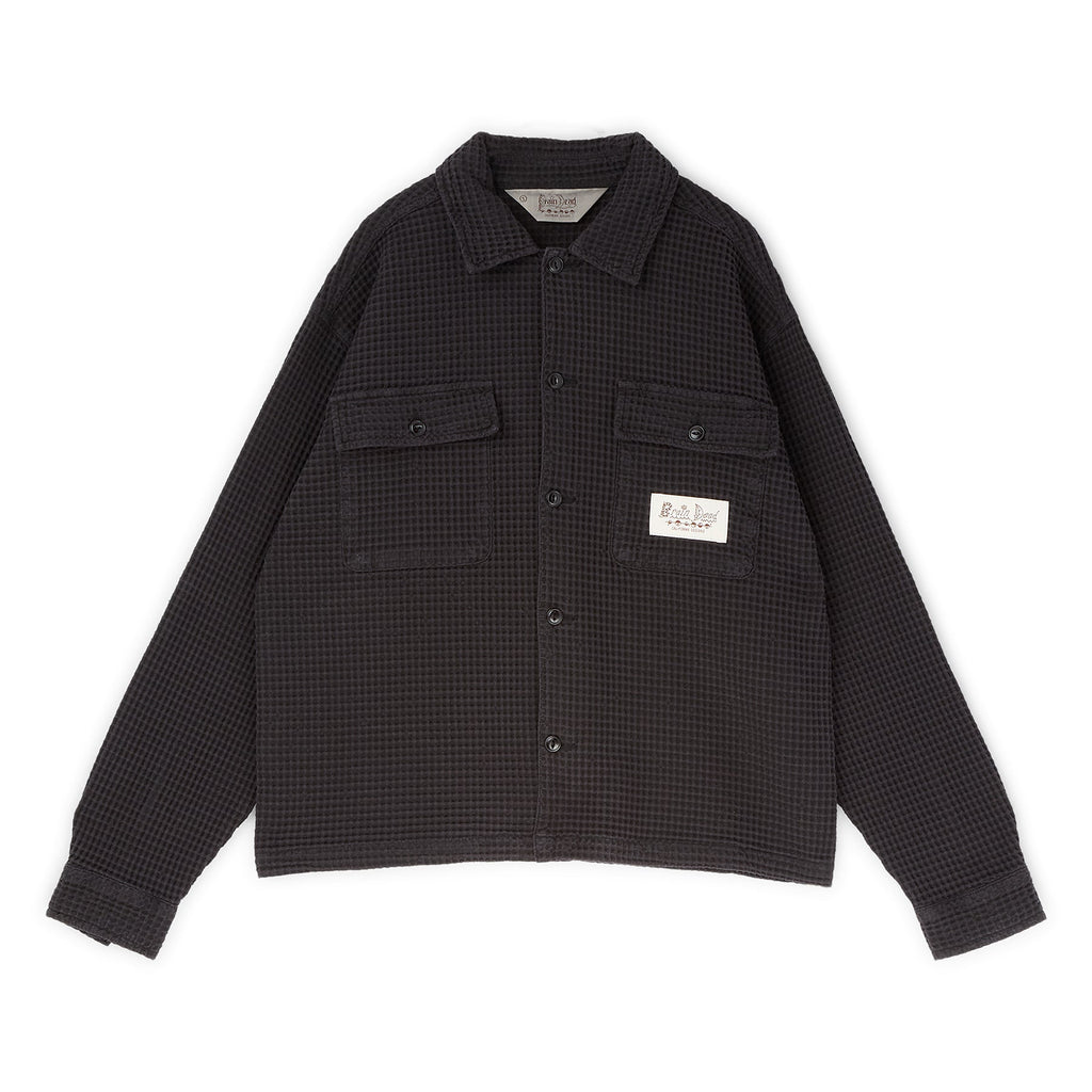 Brain Dead Waffle Button Front Shirt (Black)