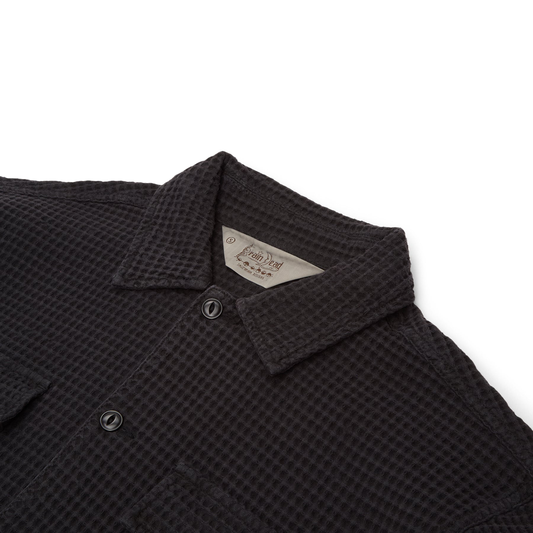 Brain Dead Waffle Button Front Shirt (Black)