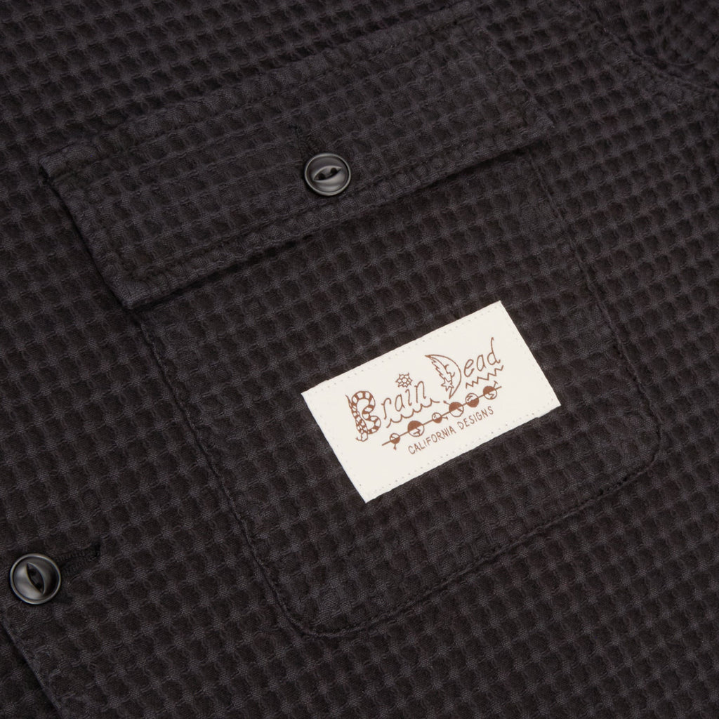 Brain Dead Waffle Button Front Shirt (Black)