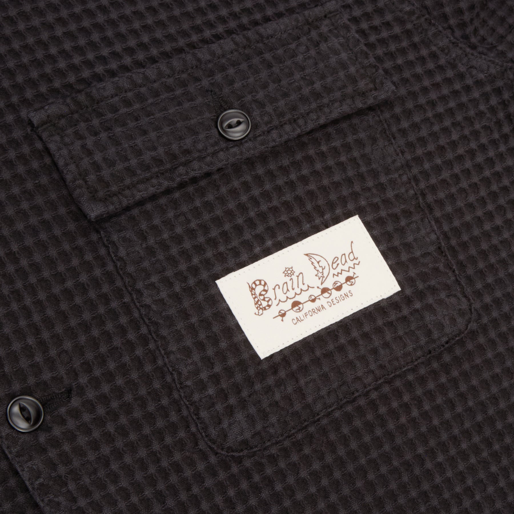Brain Dead Waffle Button Front Shirt (Black)