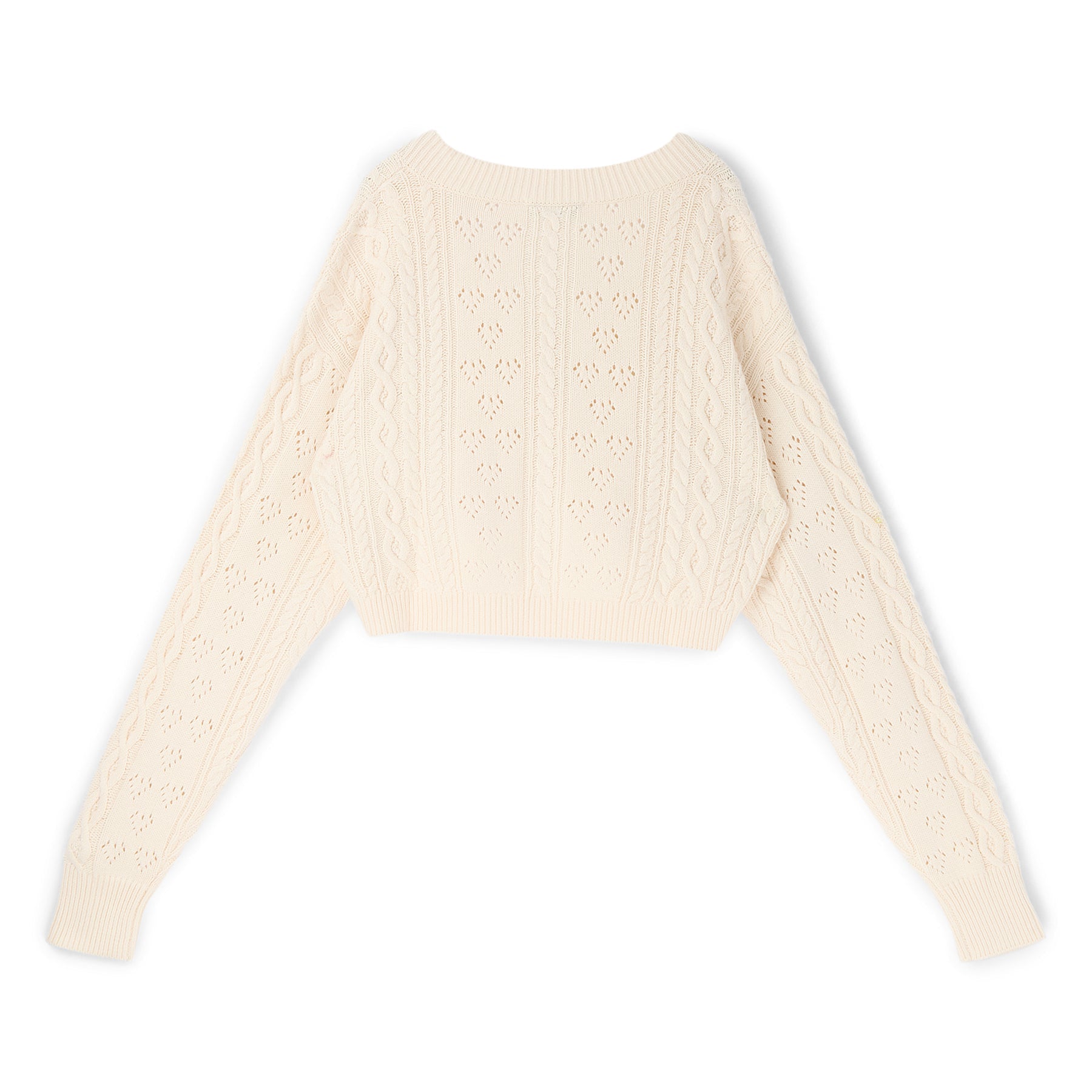Danielle Guizio Noah Cable Crop Cardigan (Snow white)