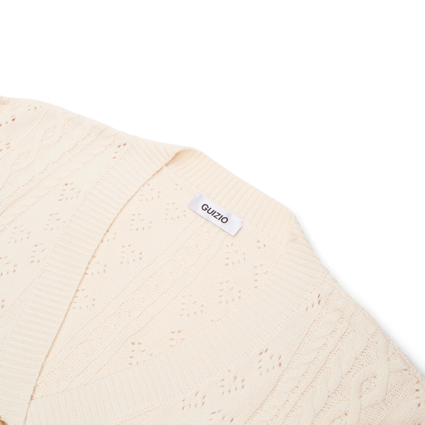 Danielle Guizio Noah Cable Crop Cardigan (Snow white)