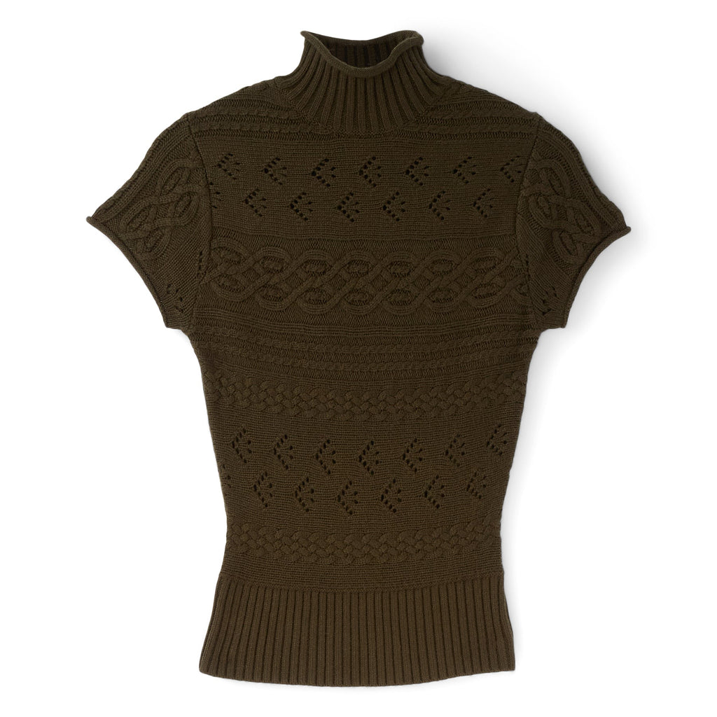 Danielle Guizio Vivienne Short Sleeve Turtleneck (Dark olive)