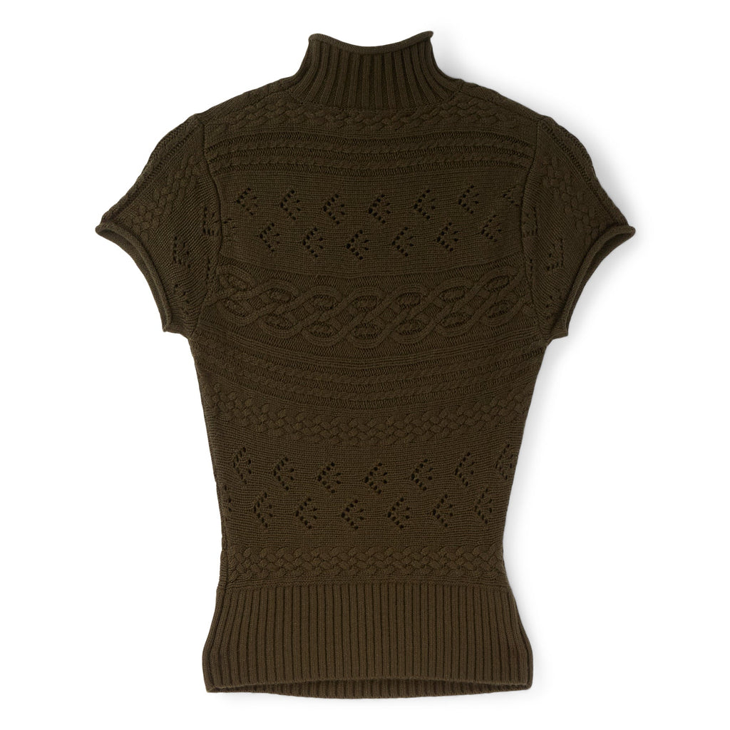 Danielle Guizio Vivienne Short Sleeve Turtleneck (Dark olive)