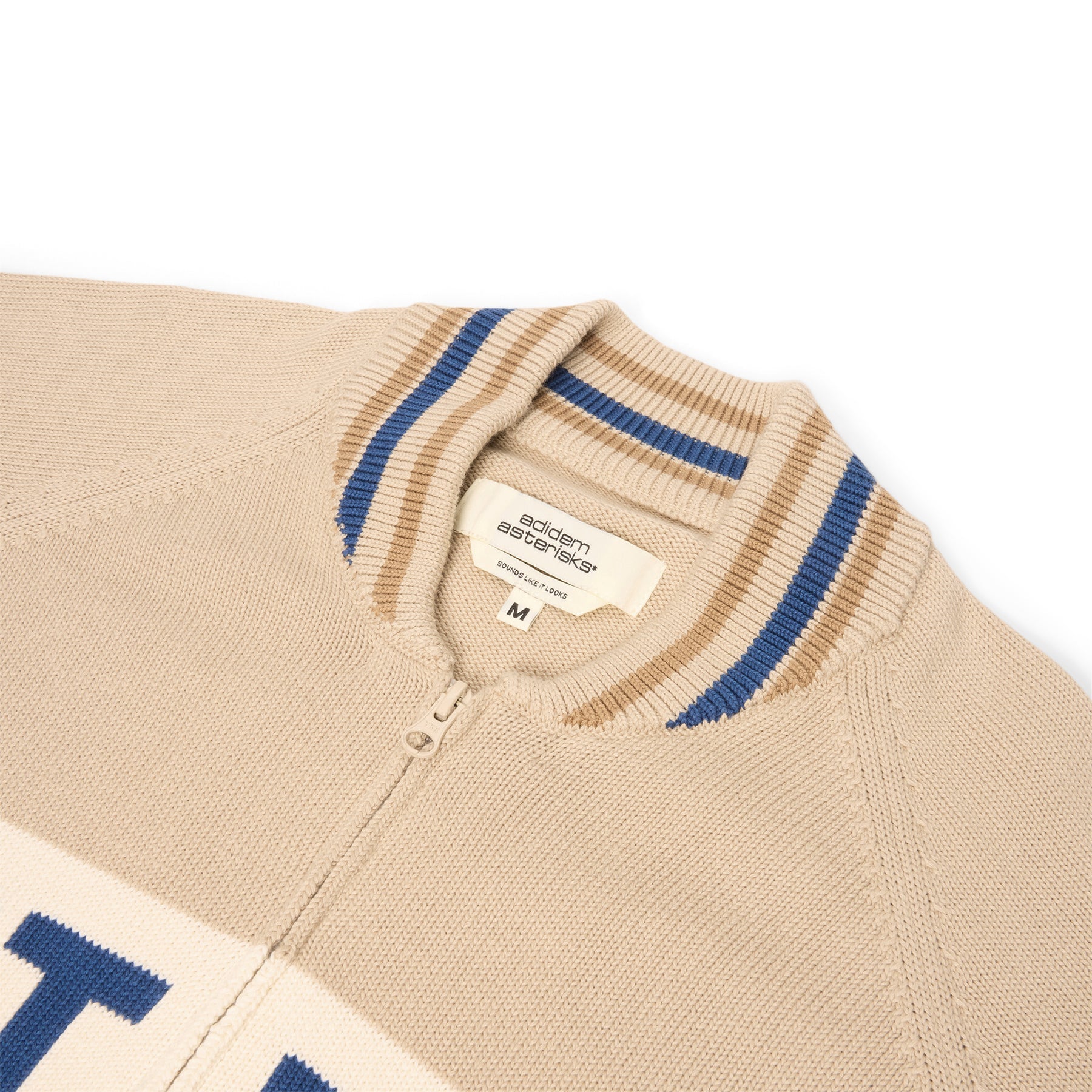 Adidem Asterisks Knit Sport Zip Up Sweater (Beige)