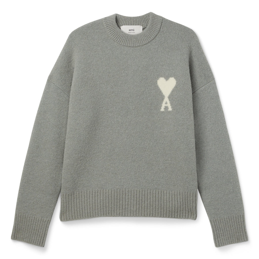 AMI ADC Alpaca Crewneck Sweater (Grey/Off white)