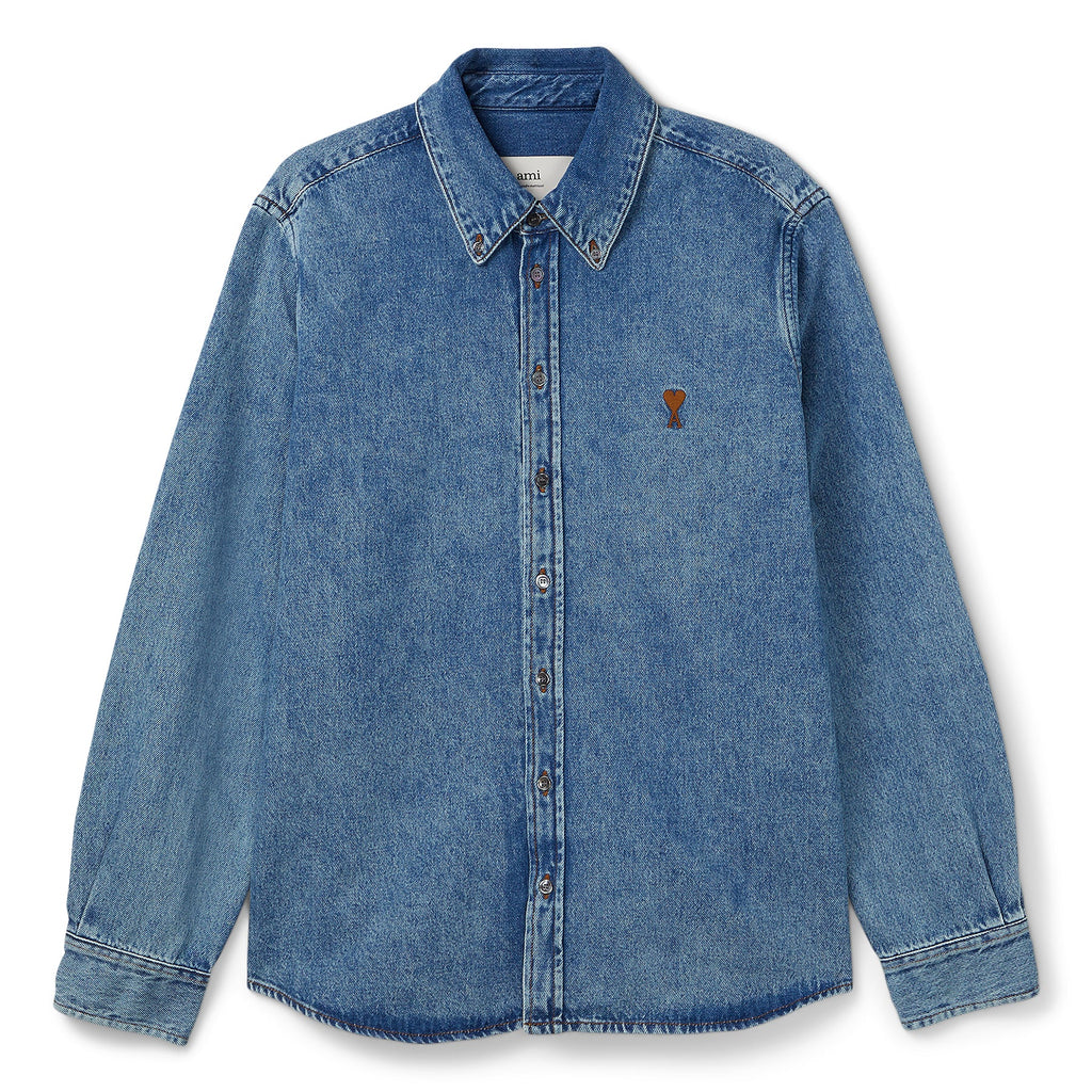 AMI ADC Cotton Button-Down Shirt (Blue)