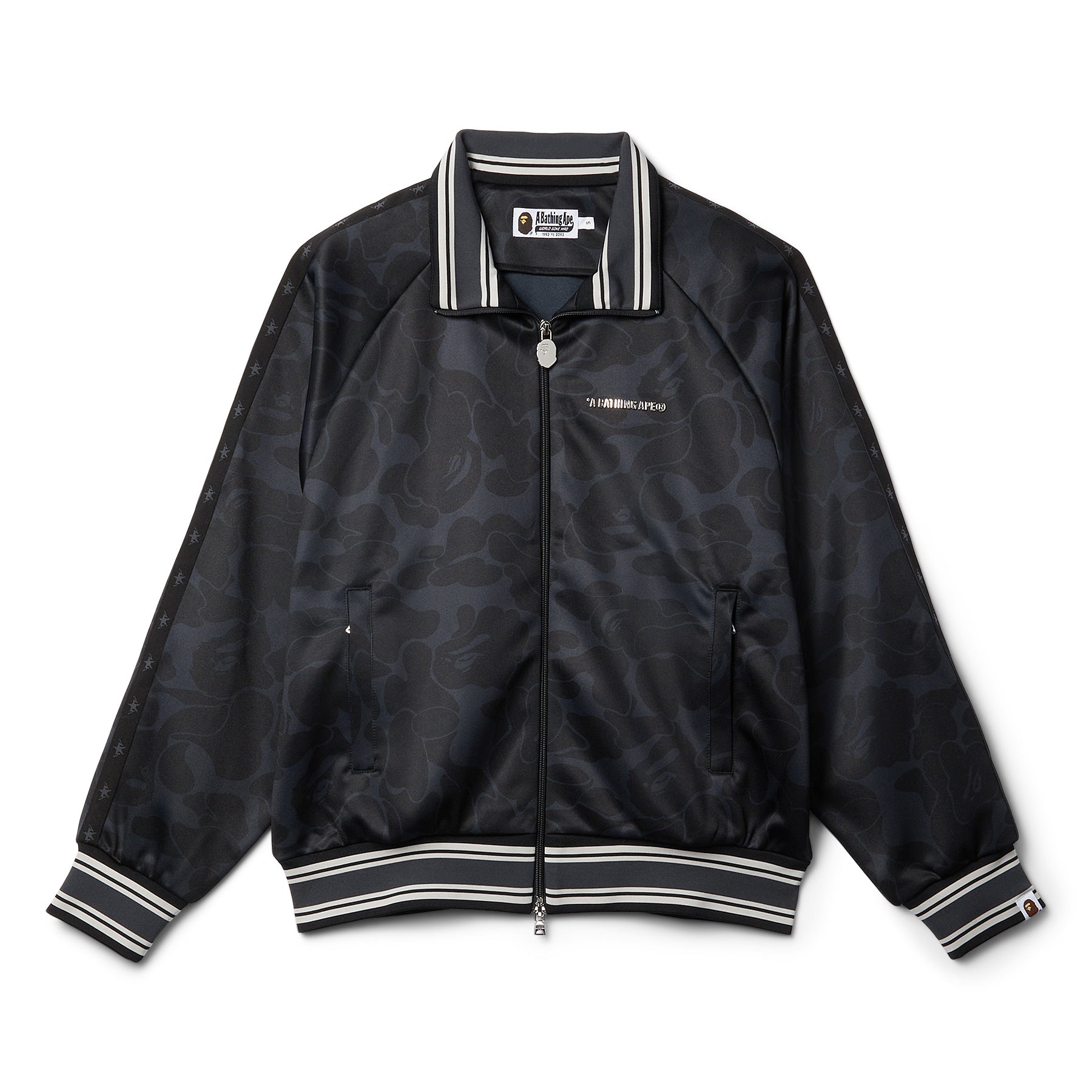 A Bathing Ape Solid Camo Bathing Ape Logo Relaxed Fit Track Jacket (Black)