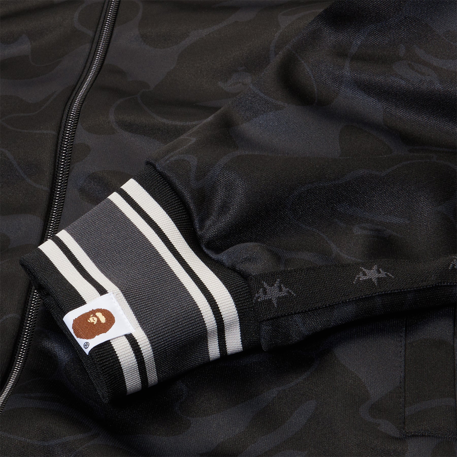 A Bathing Ape Solid Camo Bathing Ape Logo Relaxed Fit Track Jacket (Black)