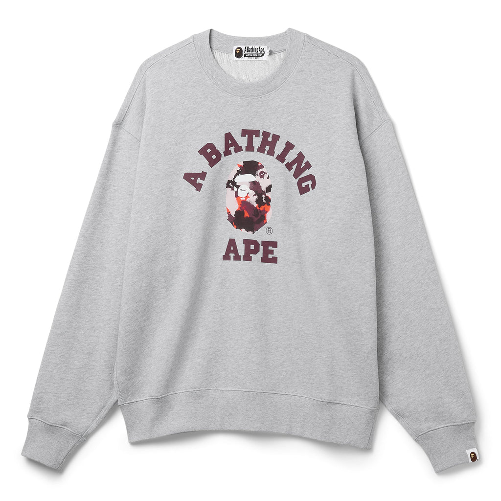 A Bathing Ape Map Camo College Relax Fit Crewneck Sweatshirt (Grey)
