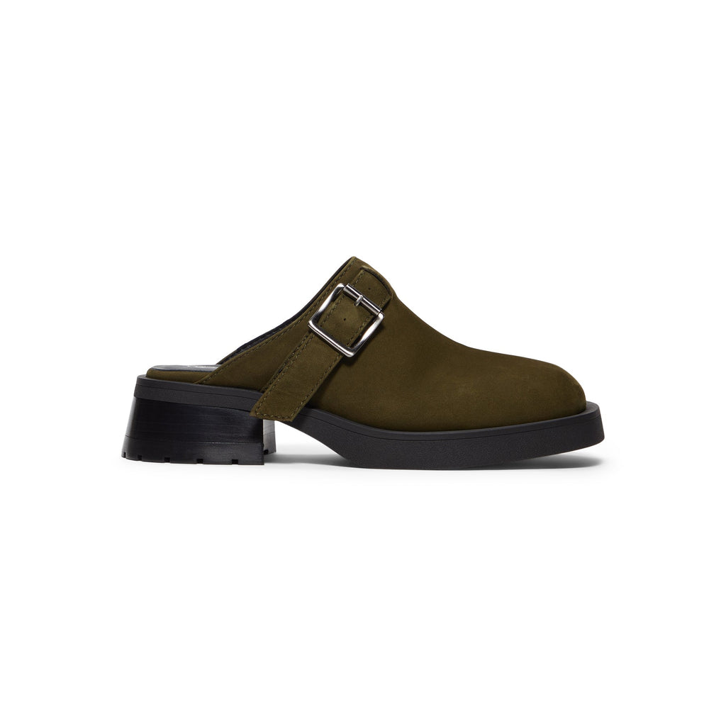 Miista Aroa Kakhi Suede Mules (Khaki)