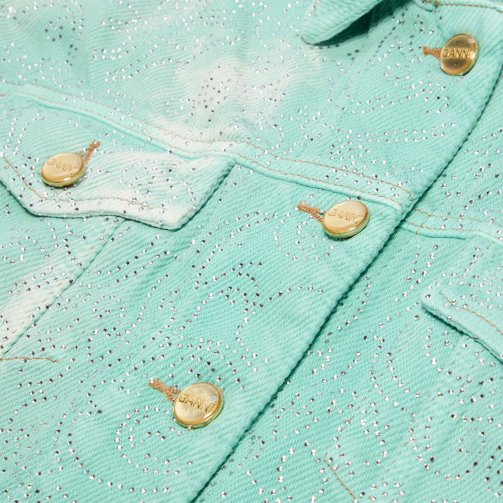 GANNI Overdyed Heavy Denim Cropped Jacket (Brook Green)