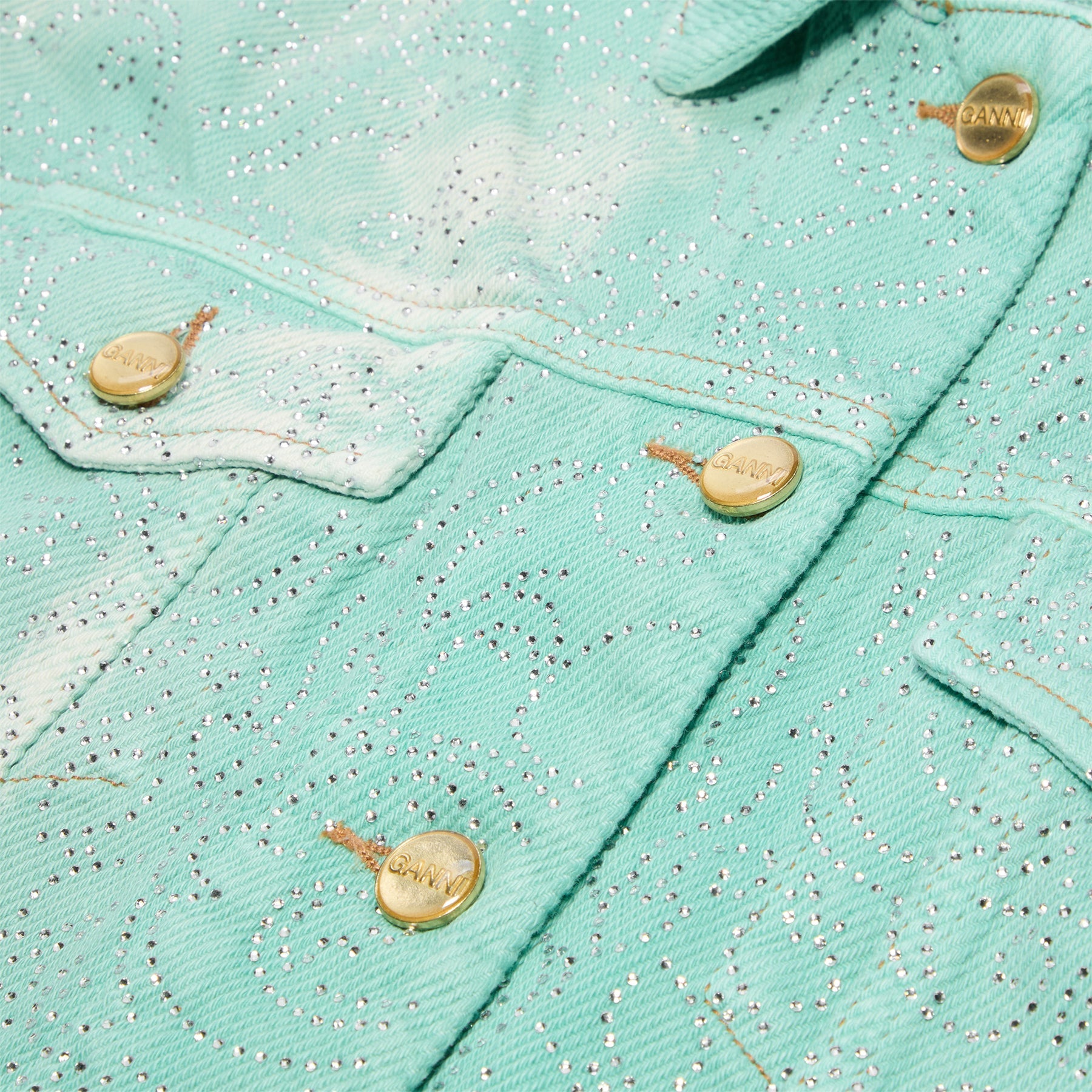 GANNI Overdyed Heavy Denim Cropped Jacket (Brook Green)