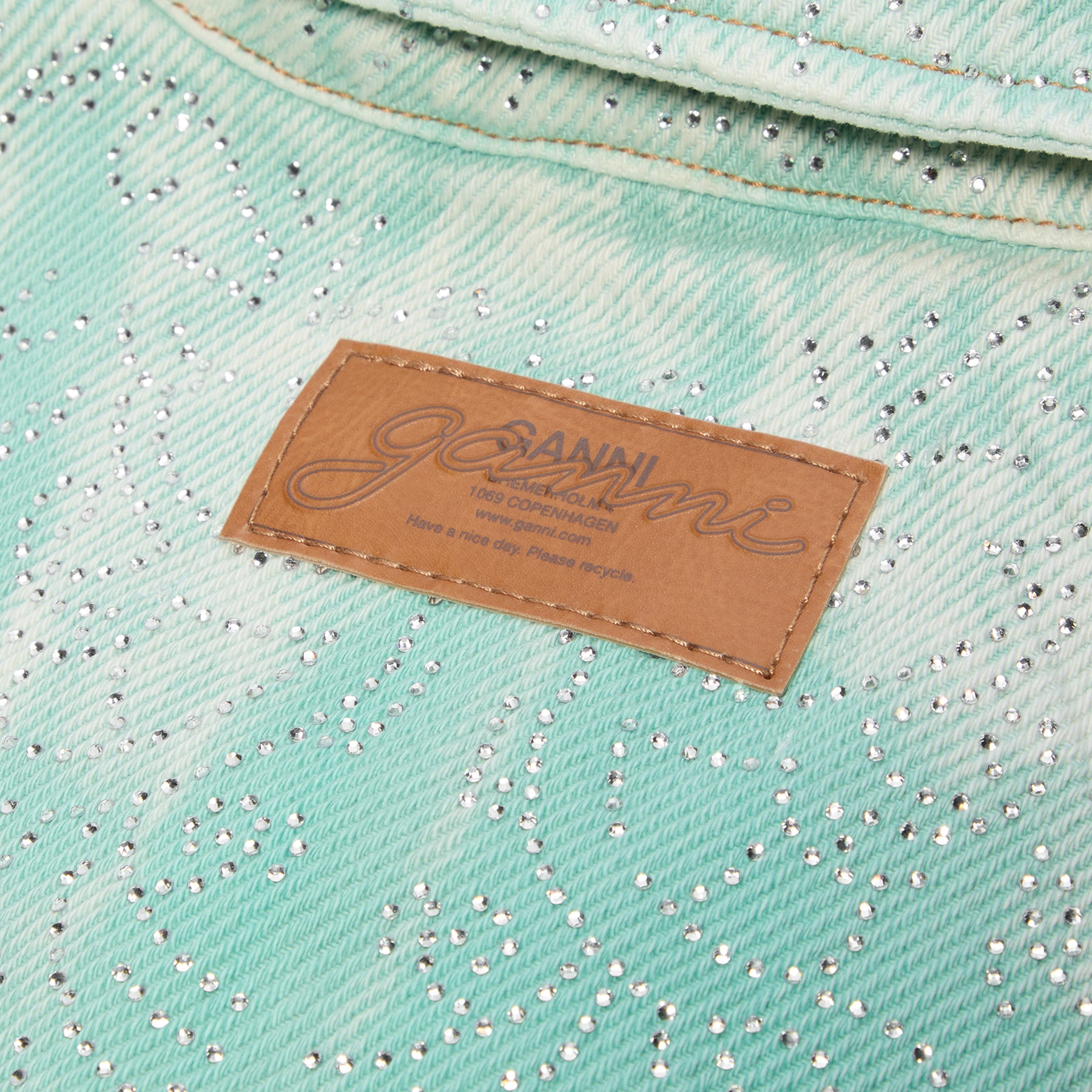 GANNI Overdyed Heavy Denim Cropped Jacket (Brook Green)