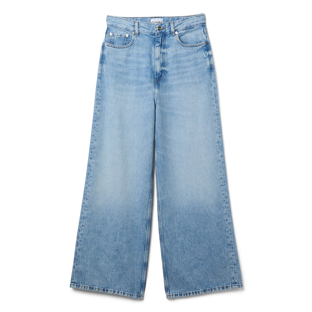 GANNI Soft Rigid Denim Baggy Jeans (Light Blue Stone)