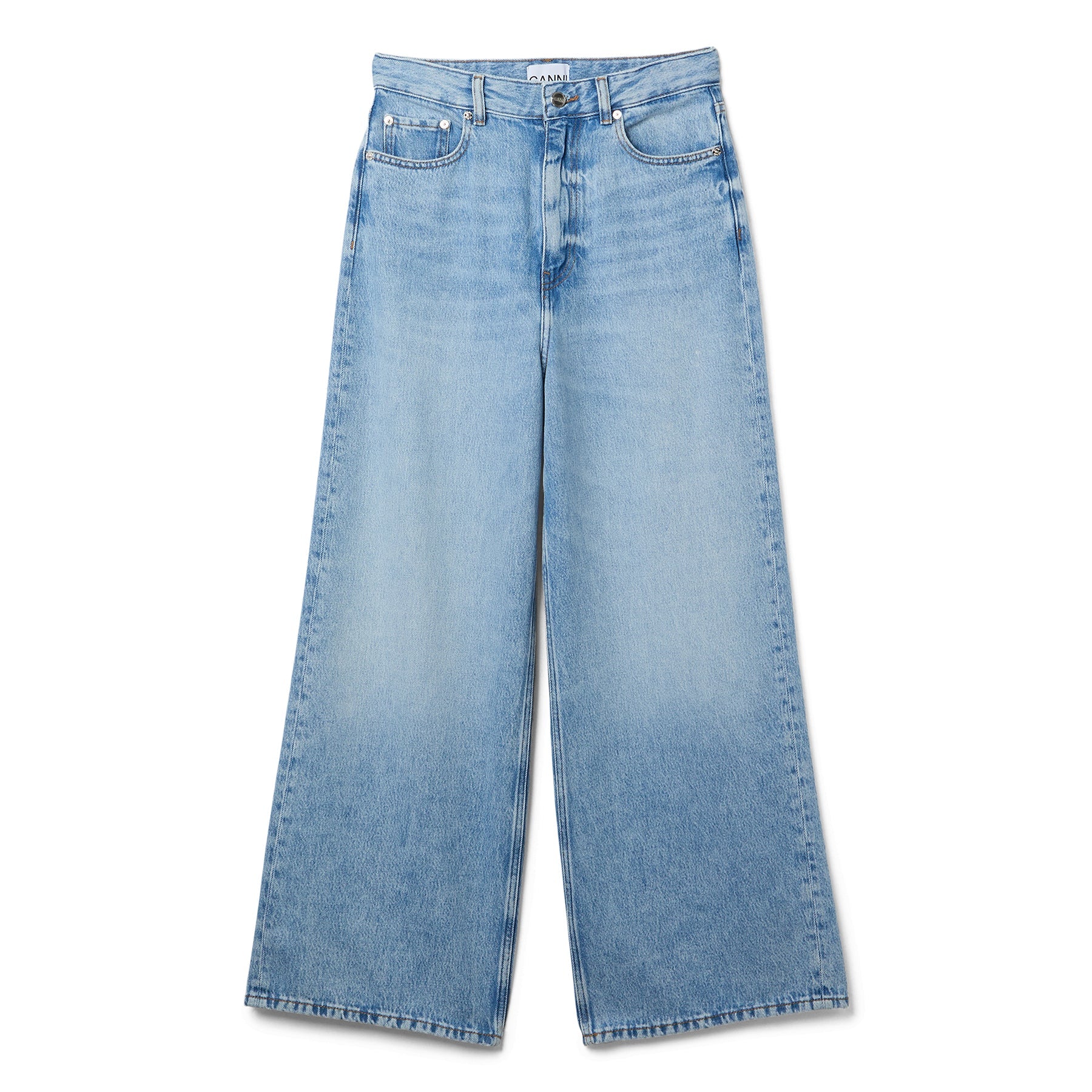 GANNI Soft Rigid Denim Baggy Jeans (Light Blue Stone)