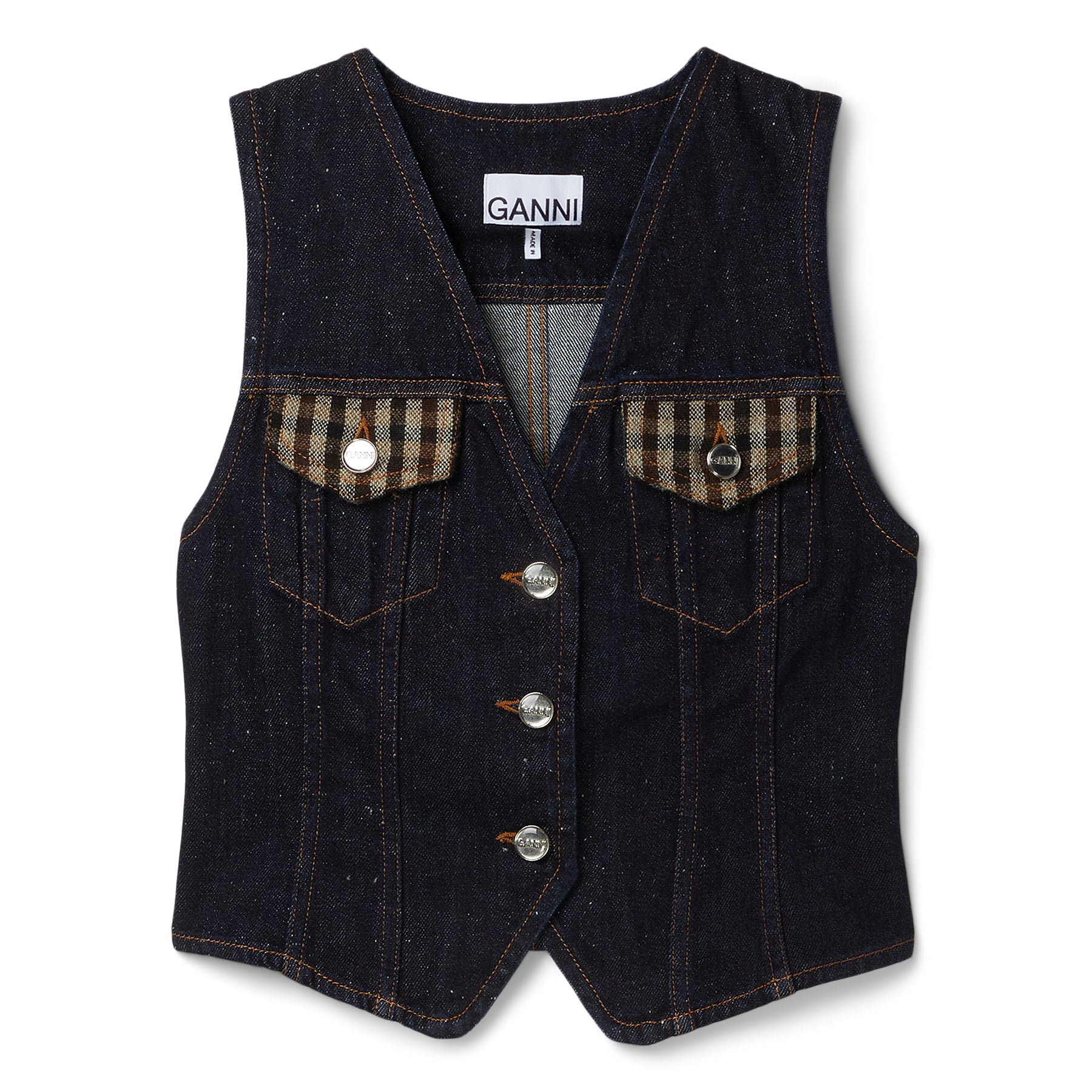 GANNI Neppy Denim Vest (Dark Blue Stone)