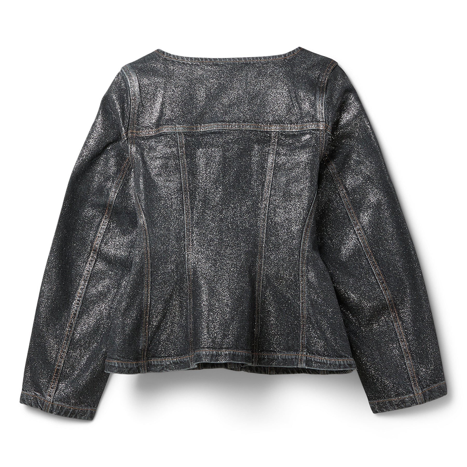 GANNI Shimmery Foil Denim Fitted Blazer (Washed Black/Black)
