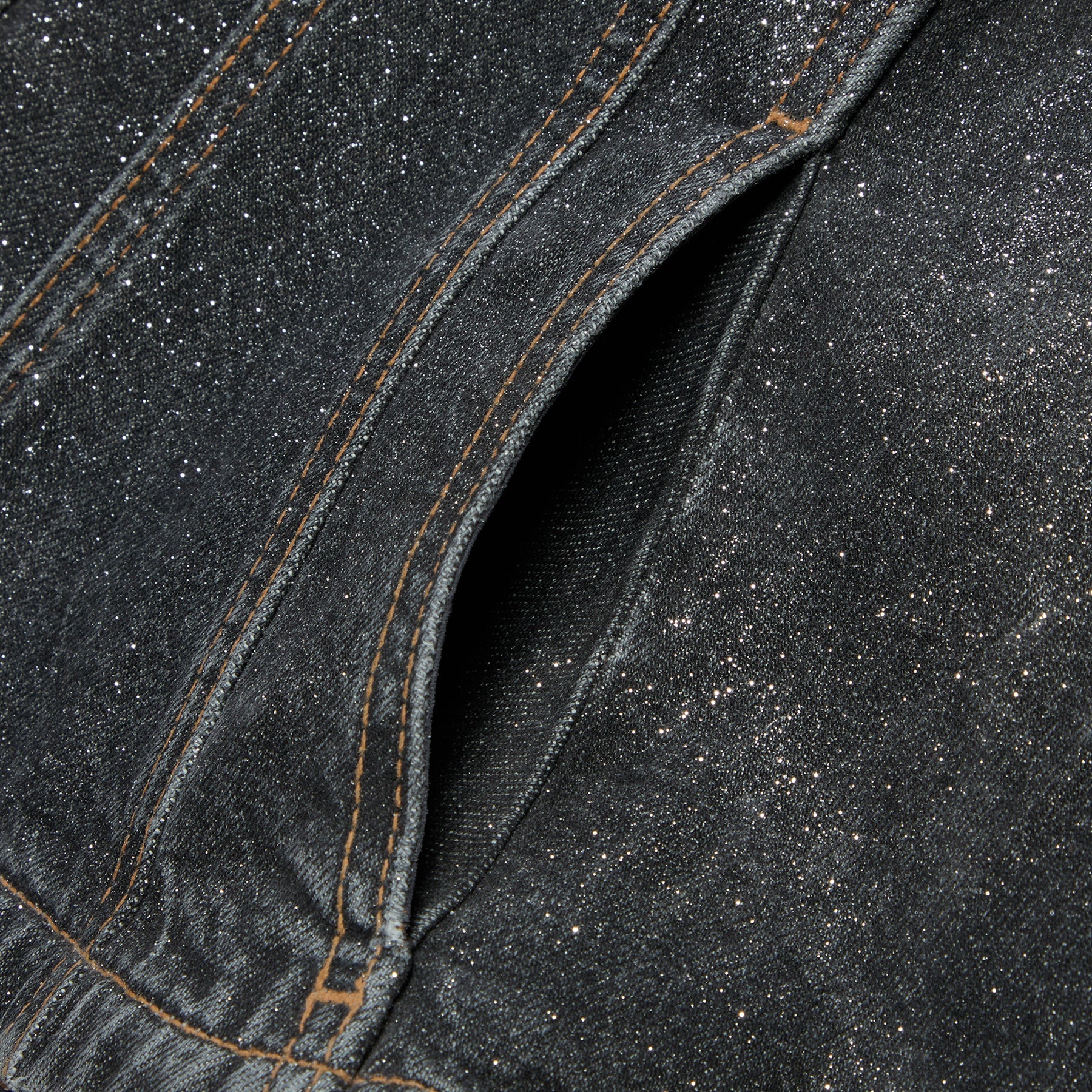 GANNI Shimmery Foil Denim Fitted Blazer (Washed Black/Black)