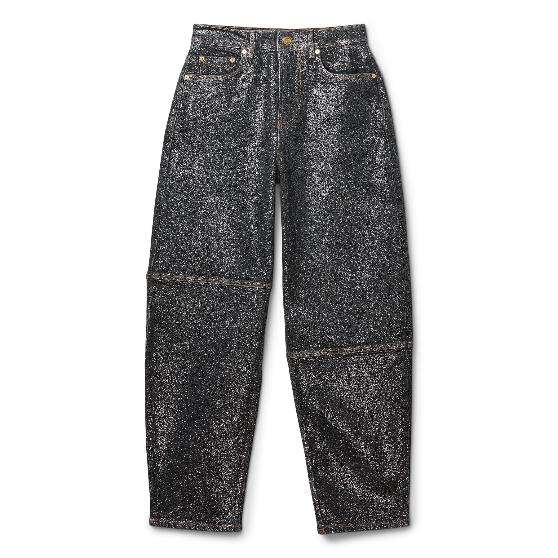 GANNI Shimmery Foil Denim Stary (Washed Black/Black)