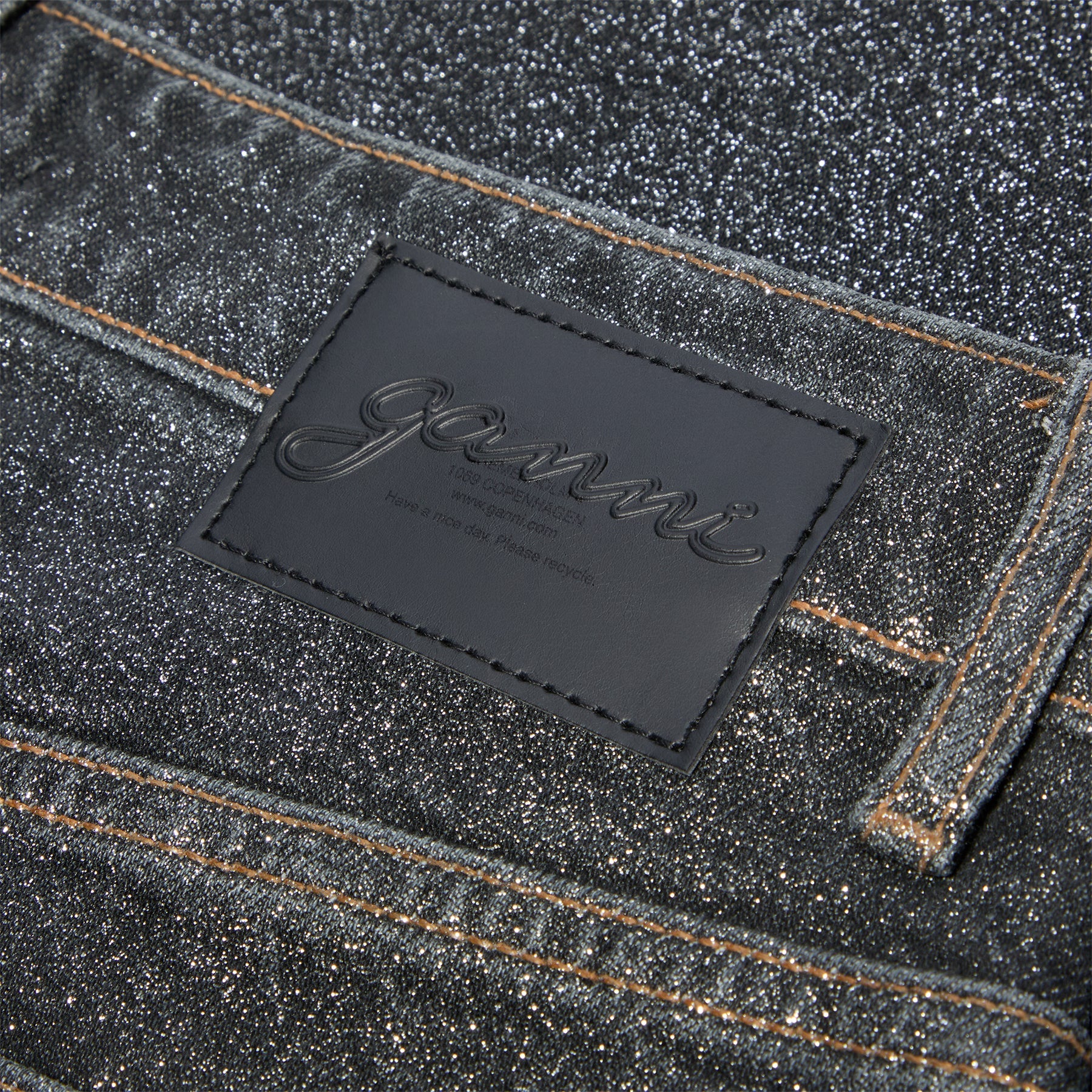 GANNI Shimmery Foil Denim Stary (Washed Black/Black)