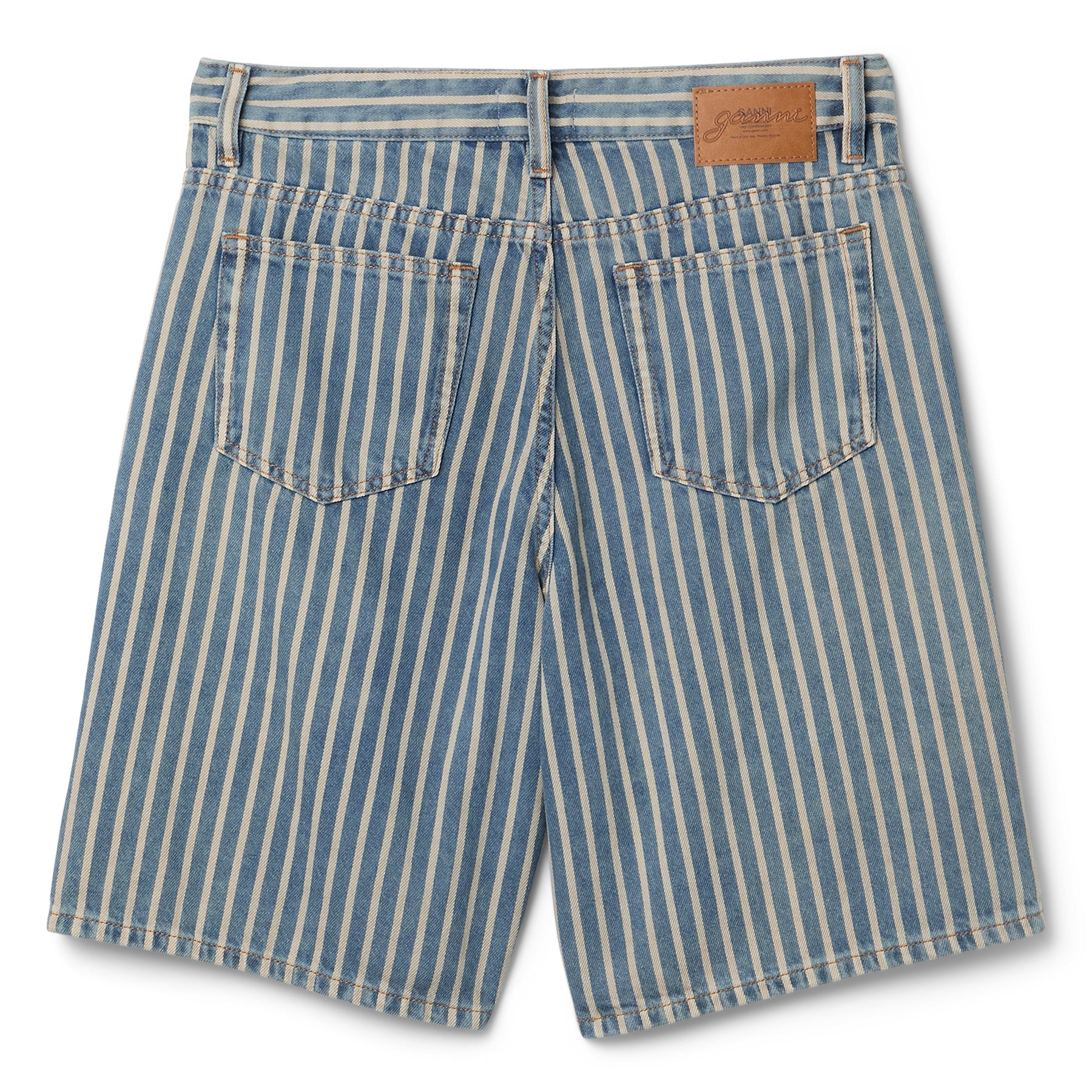 GANNI Light Stripe Denim Shorts (Soft Chambray)