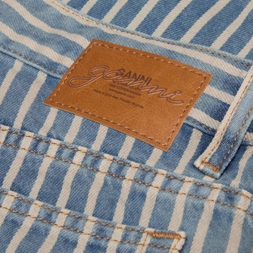 GANNI Light Stripe Denim Shorts (Soft Chambray)