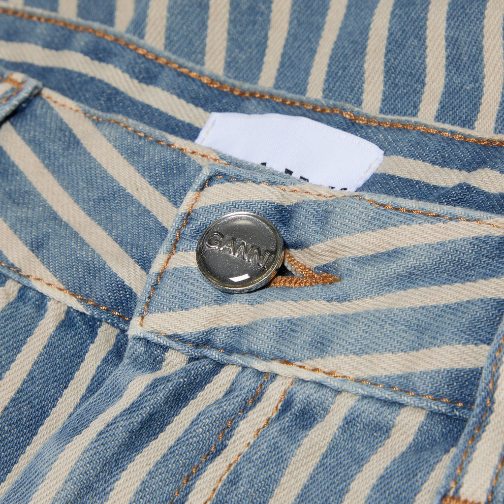 GANNI Light Stripe Denim Shorts (Soft Chambray)